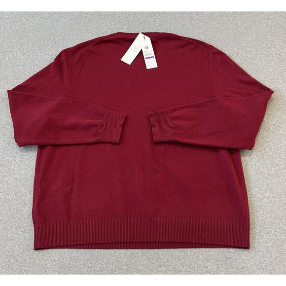 $98 Men Calvin Klein CK Logo Wool Crewneck Classic Holiday Knit Sweater XXL Wine - Picture 2 of 6